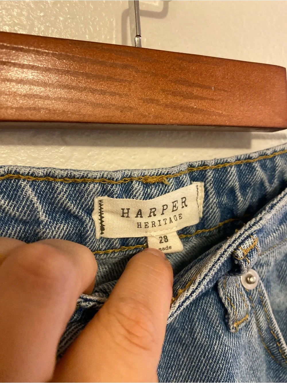 Harper Light Blue Denim Boyfriend Jeans with Pink Heart Print